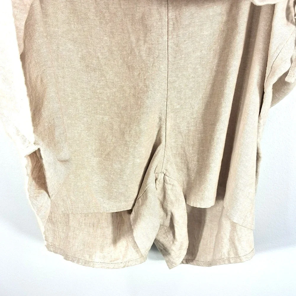 Old Navy Linen Blend Wrap Skort XXL Beige Side Tie‎ Coastal Quiet Luxury Summer